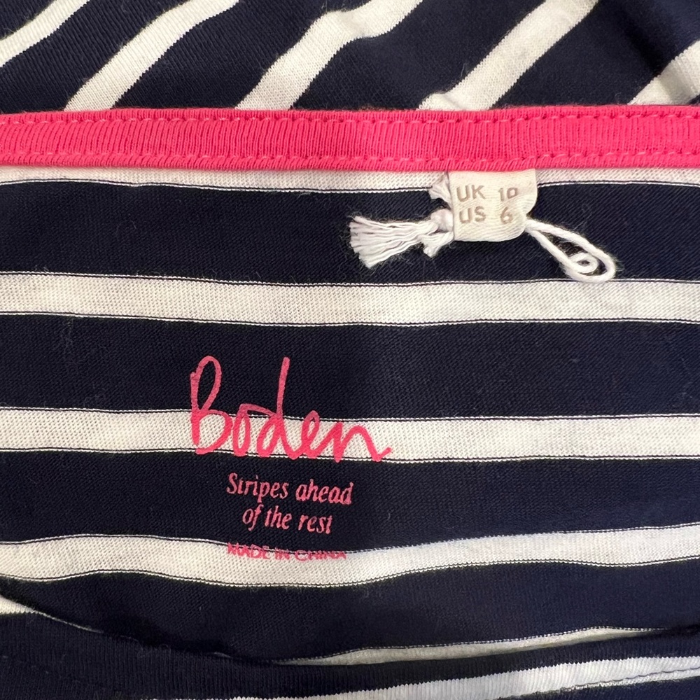 Boden Christmas Breton Metallic Stripe Slogan Long Sleeve Top NWOT (6) - Picture 10 of 12